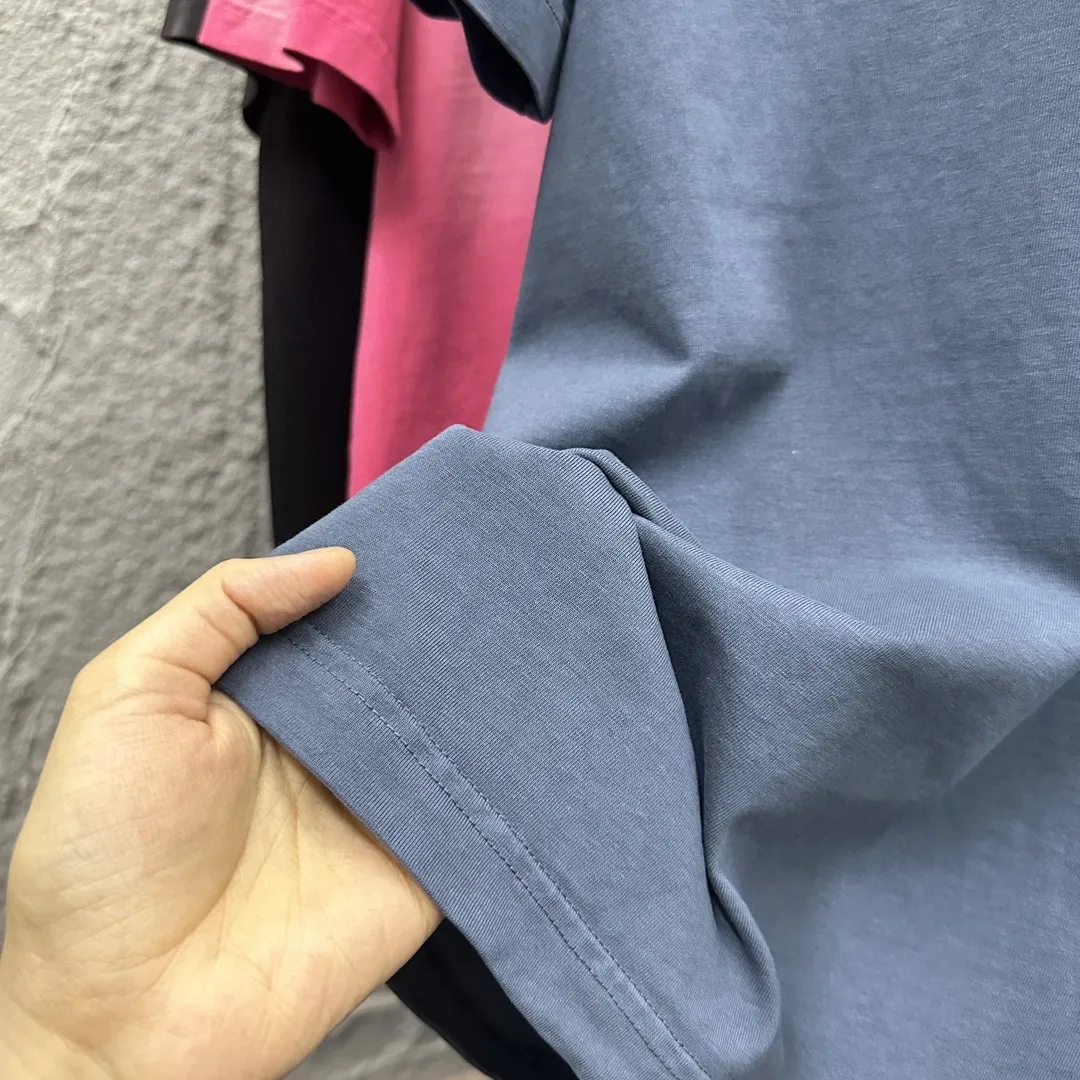 🅿️200 CH Croix Heart 2025 Summer New Style Heavy Acid Washing Gradient Distressing Chest Logo Classic Embroidery Customized Fabric Short Sleeve T-shirt Unisex Size: S M L XL XXL Five Codes (European Code) Color: Gradient Black Gradient Pink Gradient Blue